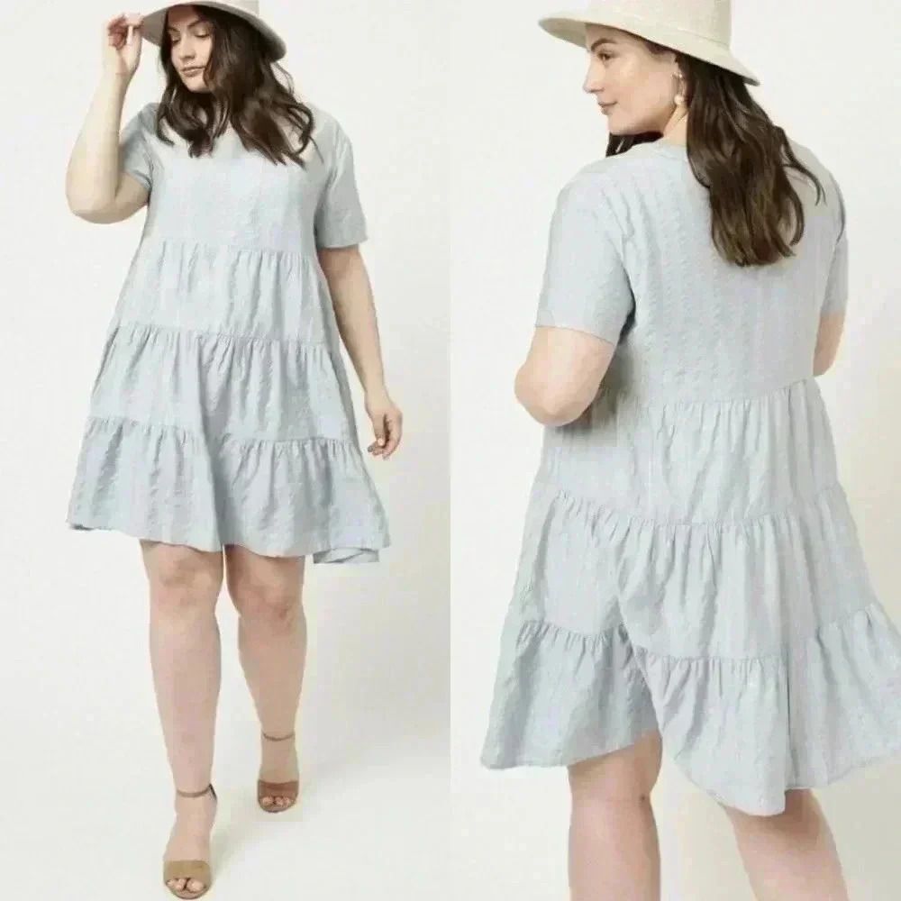 Izzy Metallic Stripe Swing Dress 1X
